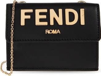 fendi logo plaque chain-link shoulder bag|Fendi leather shoulder bag.